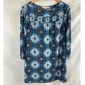 Ann Taylor LOFT Patterned Medallion Tunic Dress Long Sleeve  XS